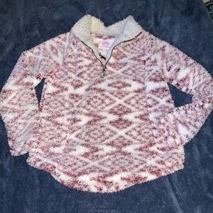 Like new maroon and cream Aztec print sherpa